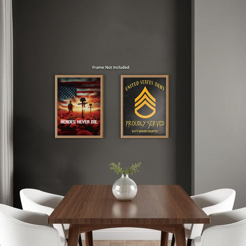 Posterizer 2 pcs-Patriotic Sayings for Soldiers and US Flag-Patriotic & Military Art-Quotes- Decor for Home & Office- unframed wall art...